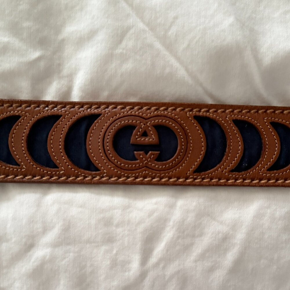 gucci belt, quiet luxury double wrap navy and leather (RARE!!)